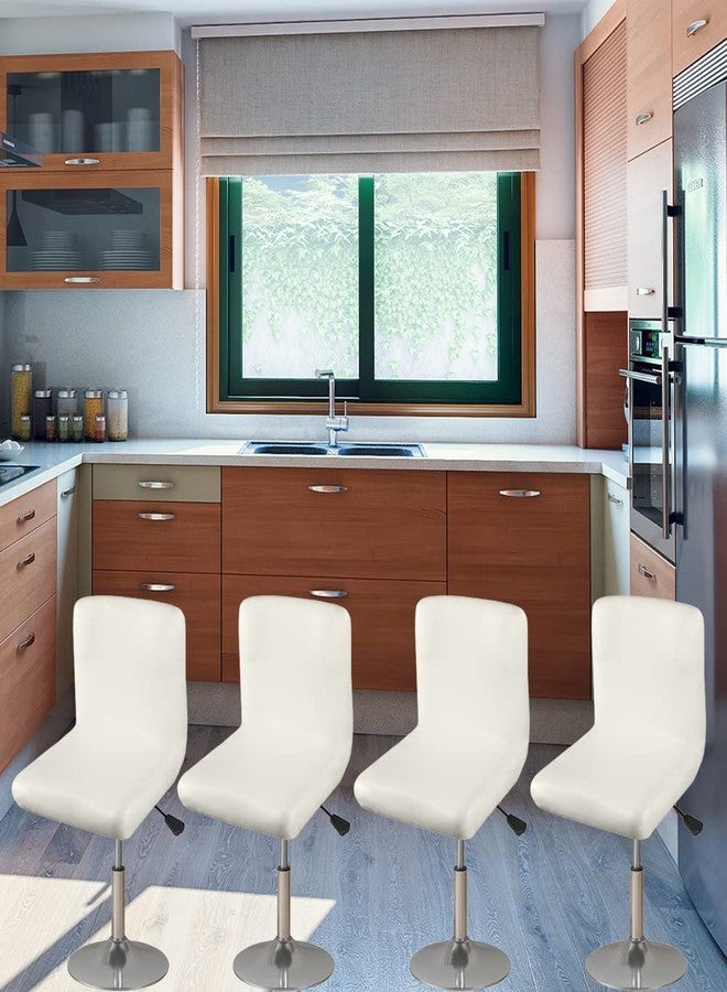 HFCNMY أغطية كراسي بار HFCNMY، عبوة من 4 قطع، مصنوعة من البولي يوريثان المقاوم للماء والمطاطي، مع مساند ظهر، قابلة للغسل، أغطية كراسي بار دوارة للكراسي ذات الظهر القصير - بيج - Image 2